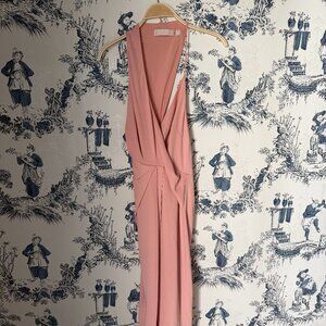 Keepsake The Label Pink Draped Midi Dress XS Open Back Cocktail Wedding Guest